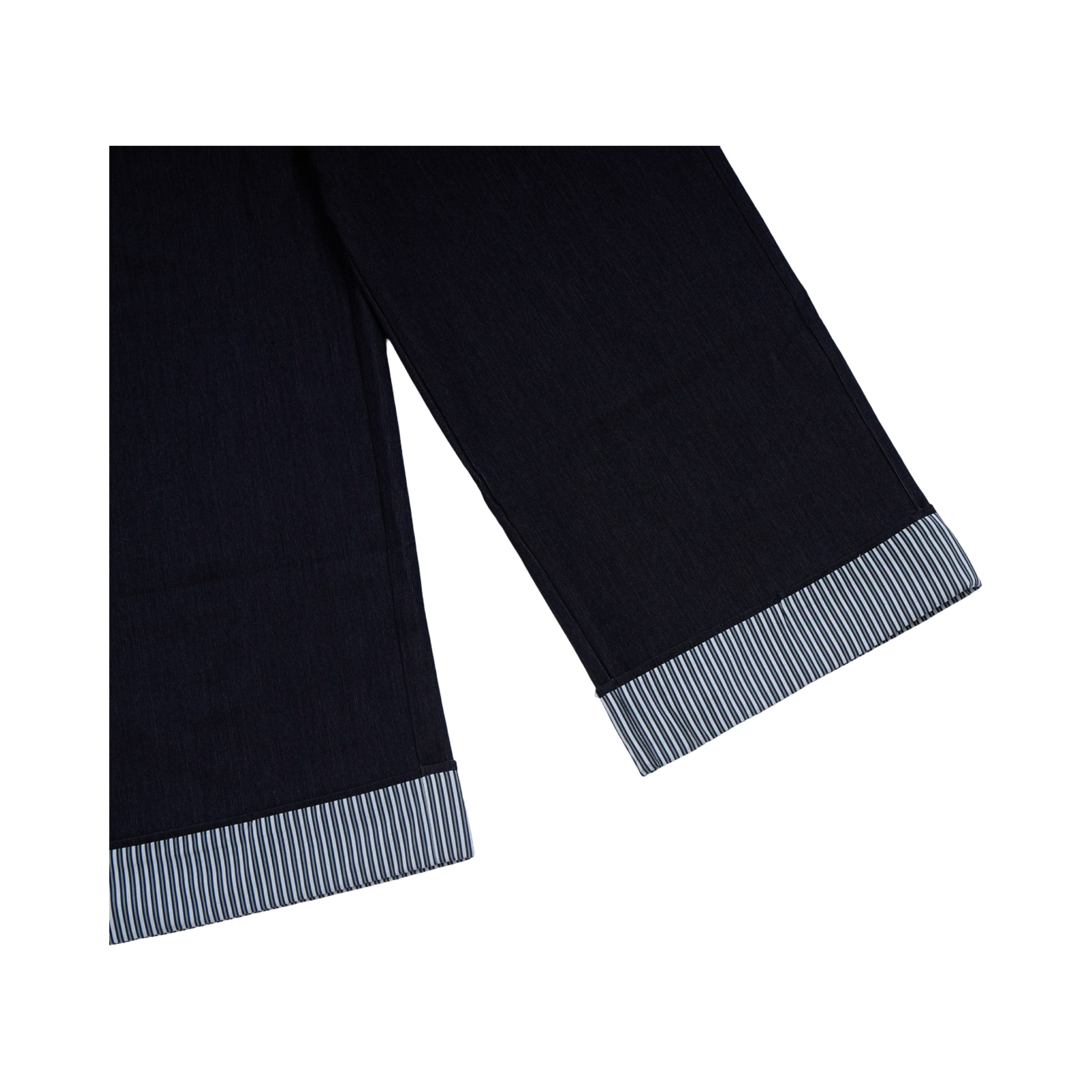 Striped Cuff Wide-Leg Pant – Navy