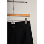 Striped Cuff Wide-Leg Pant – Black