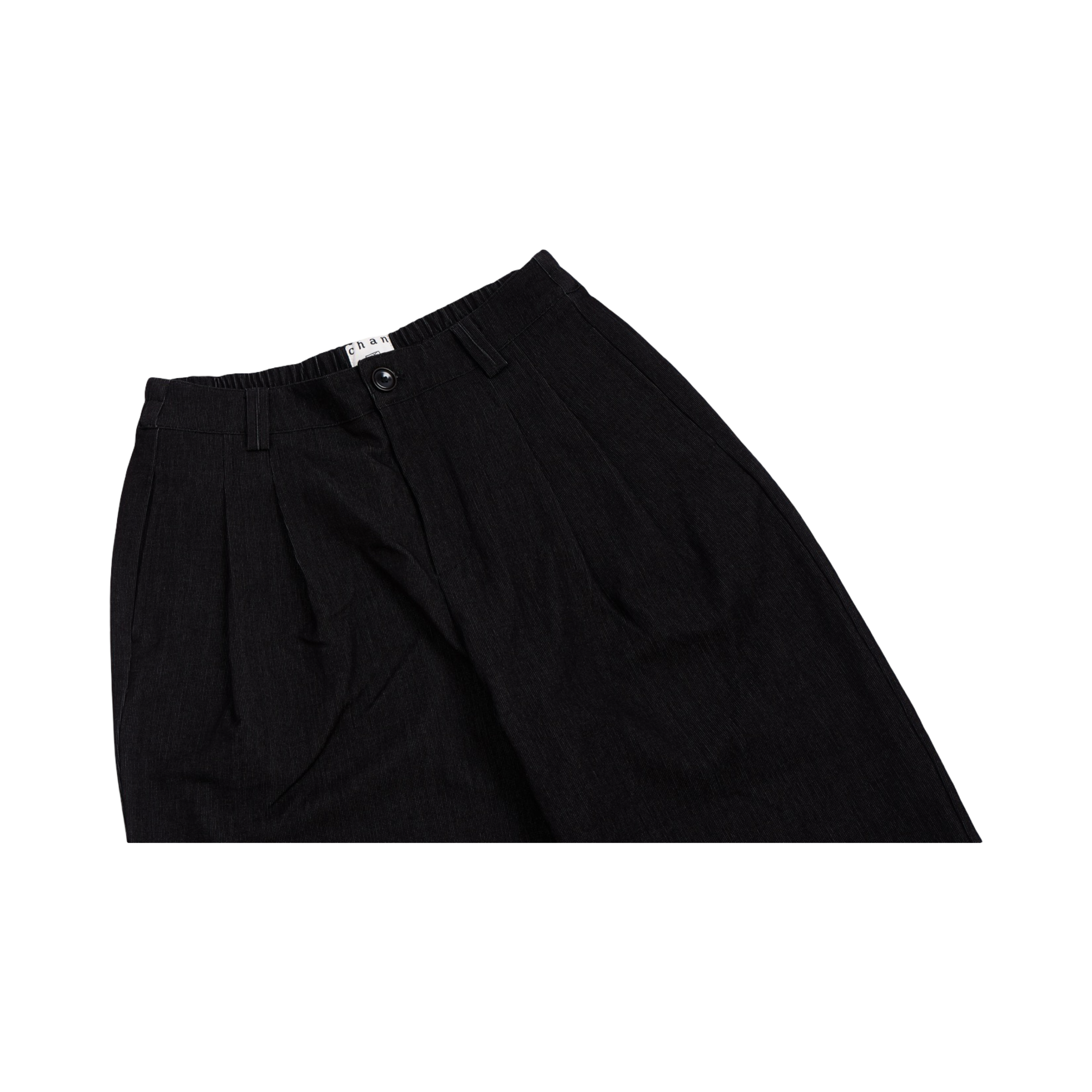 Striped Cuff Wide-Leg Pant – Black