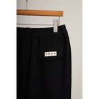 Striped Cuff Wide-Leg Pant – Black