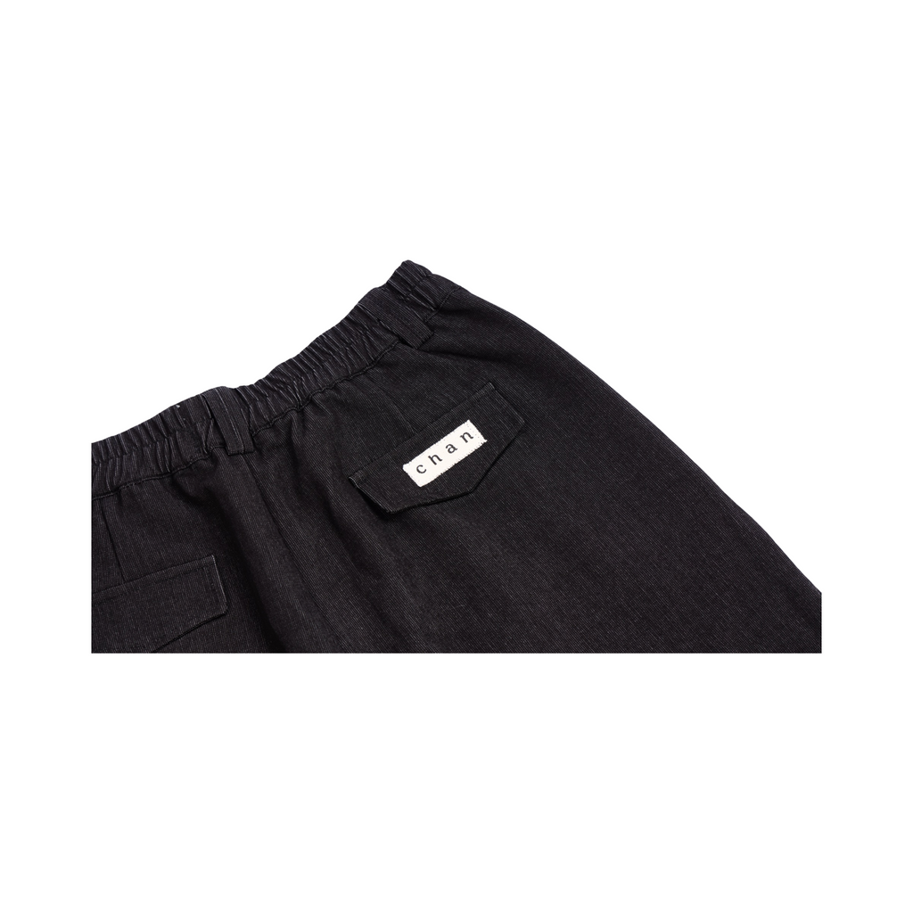 Striped Cuff Wide-Leg Pant – Black