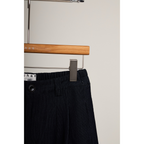 Striped Cuff Wide-Leg Pant – Black