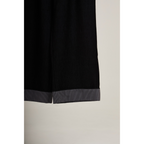 Striped Cuff Wide-Leg Pant – Black