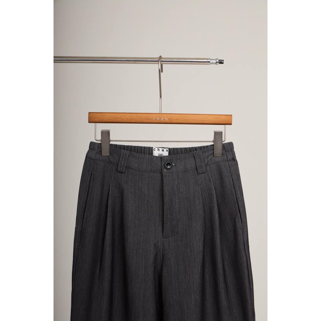 Striped Cuff Wide-Leg Pant – Grey