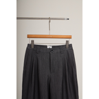 Striped Cuff Wide-Leg Pant – Grey