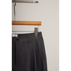 Striped Cuff Wide-Leg Pant – Grey