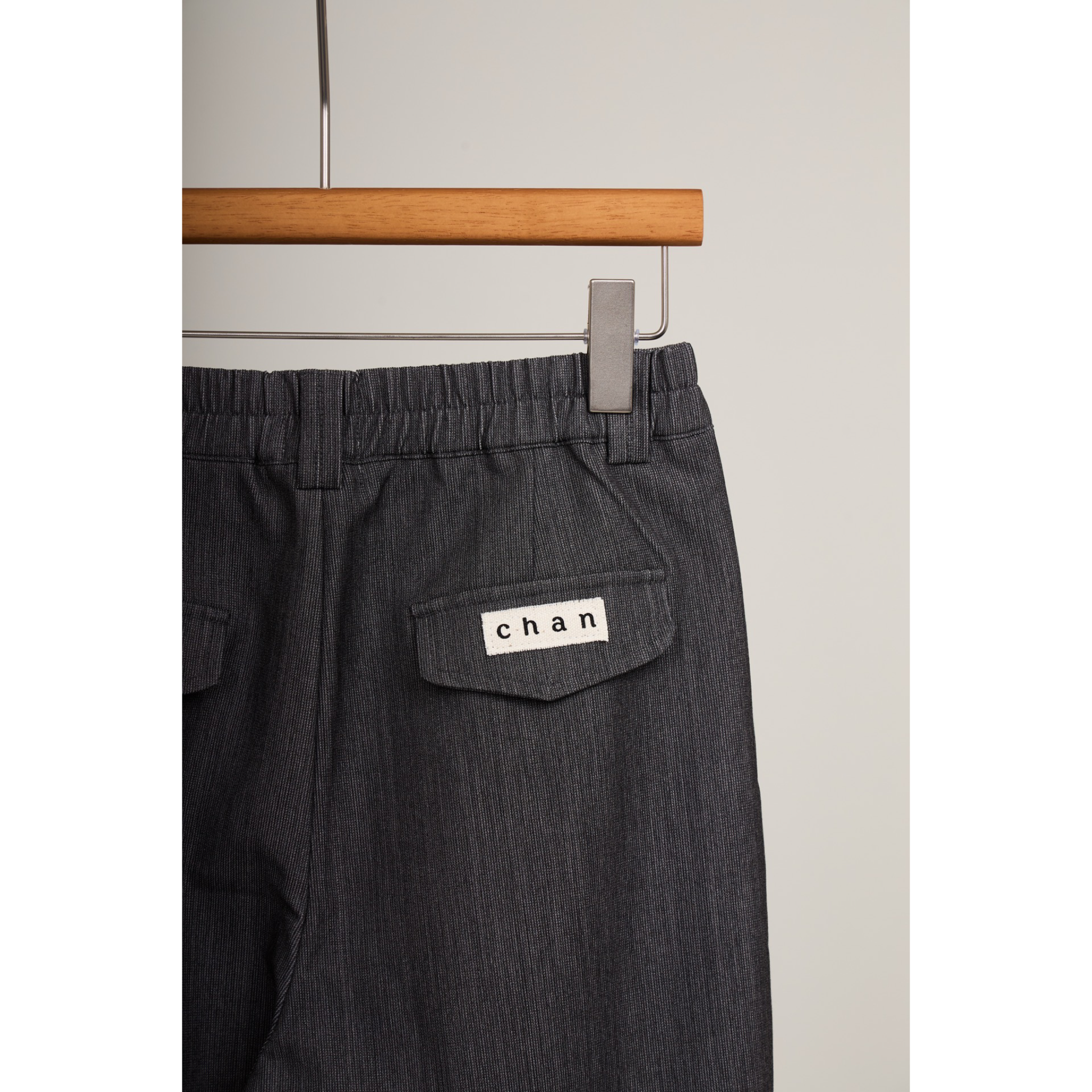 Striped Cuff Wide-Leg Pant – Grey