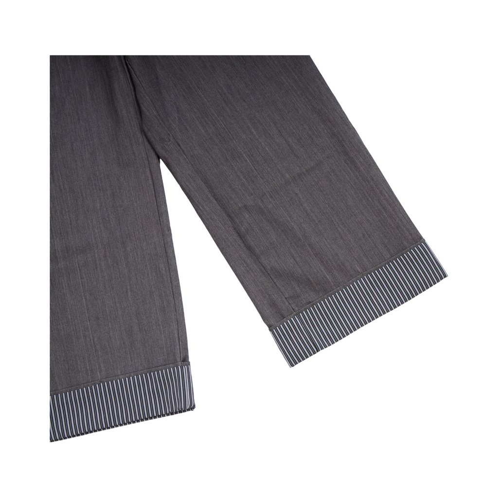 Striped Cuff Wide-Leg Pant – Grey
