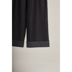 Striped Cuff Wide-Leg Pant – Grey