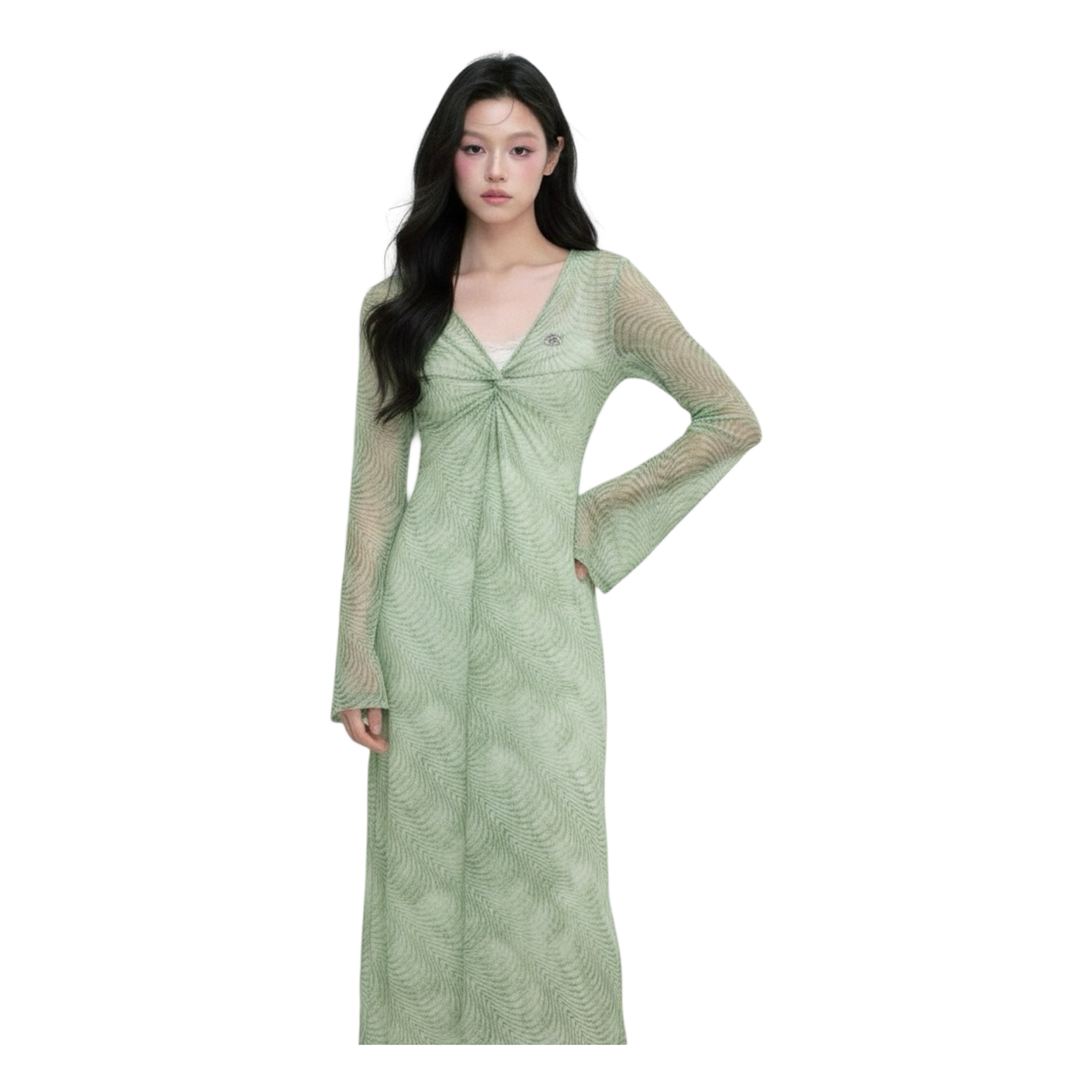Twist Front Cutout Maxi Dress – Green