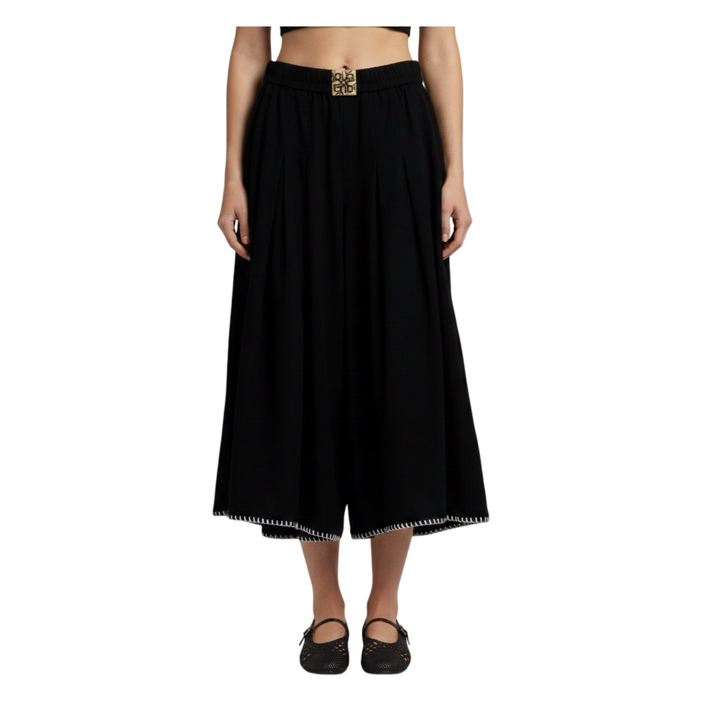 Pleated Wide Pants – Black