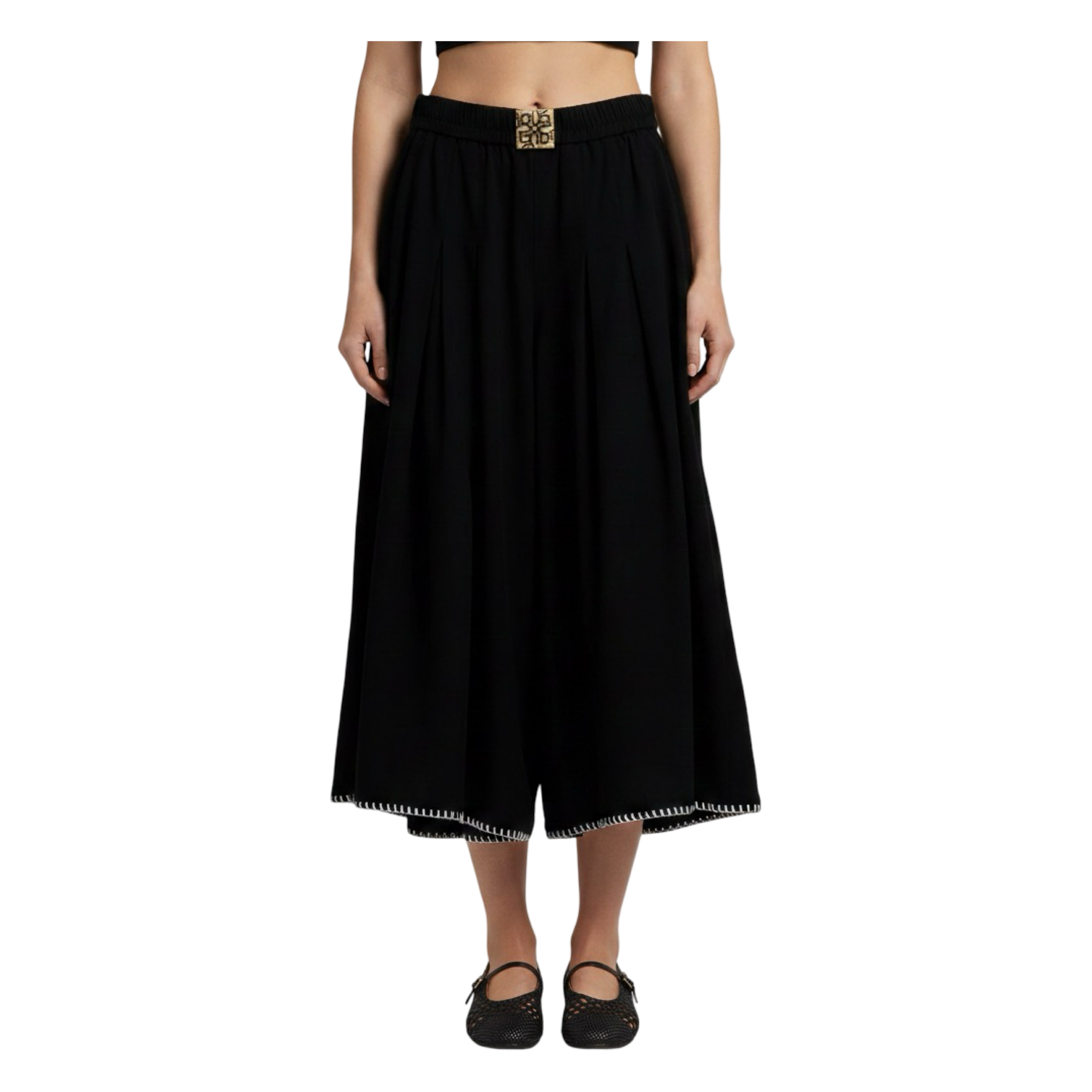 Pleated Wide Pants – Black