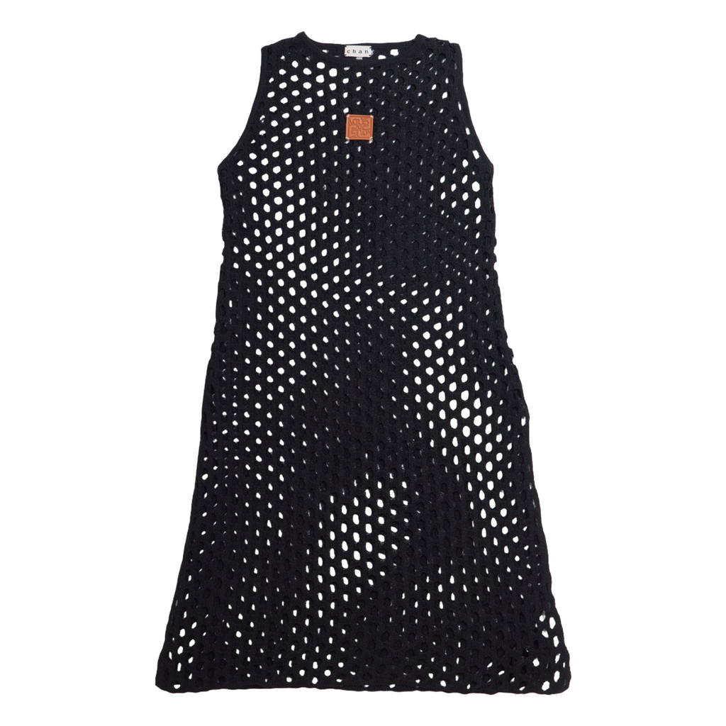 Mesh Knit Dress – Black
