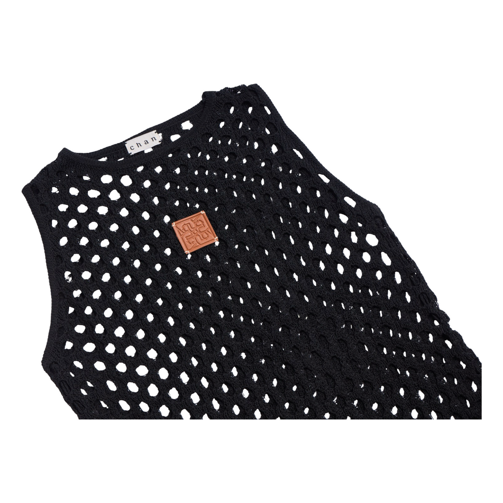 Mesh Knit Dress – Black