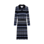 Ribbed Stripe Knit Set (Top & Skirt) – Black