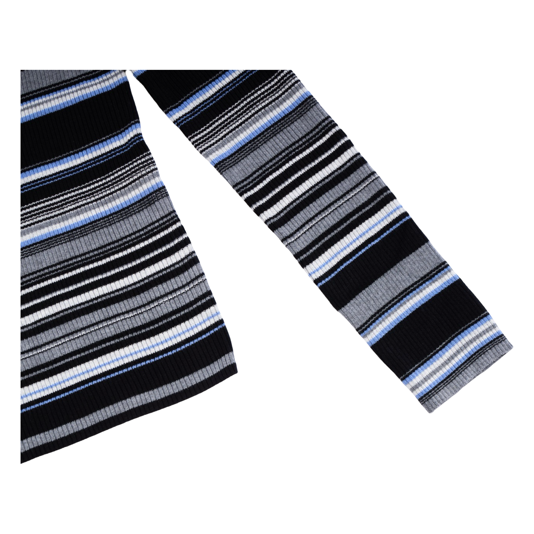 Ribbed Stripe Knit Set (Top & Skirt) – Black