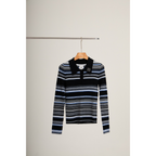 Ribbed Stripe Knit Set (Top & Skirt) – Black
