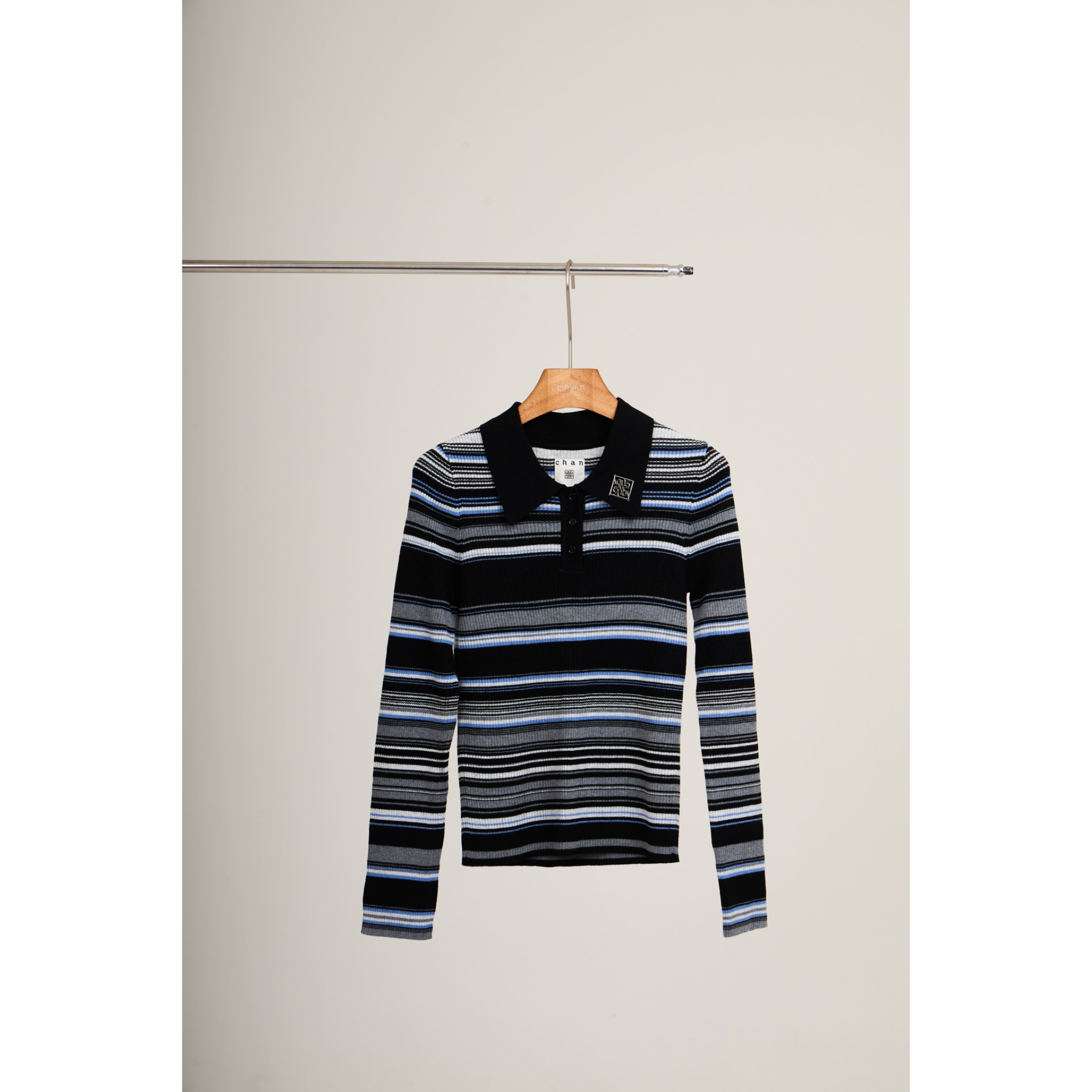 Ribbed Stripe Knit Set (Top & Skirt) – Black
