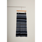 Ribbed Stripe Knit Set (Top & Skirt) – Black