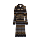 Ribbed Stripe Knit Set (Top & Skirt) – Brown