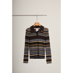 Ribbed Stripe Knit Set (Top & Skirt) – Brown