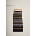 Ribbed Stripe Knit Set (Top & Skirt) – Brown