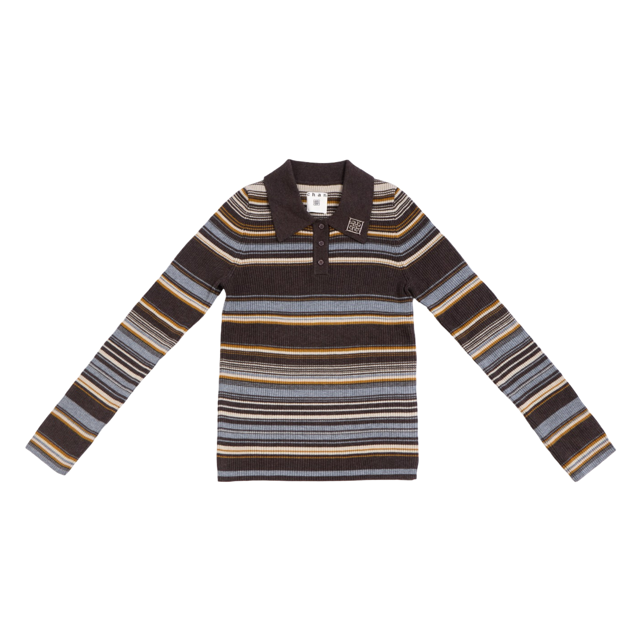 Ribbed Stripe Knit Set (Top & Skirt) – Brown