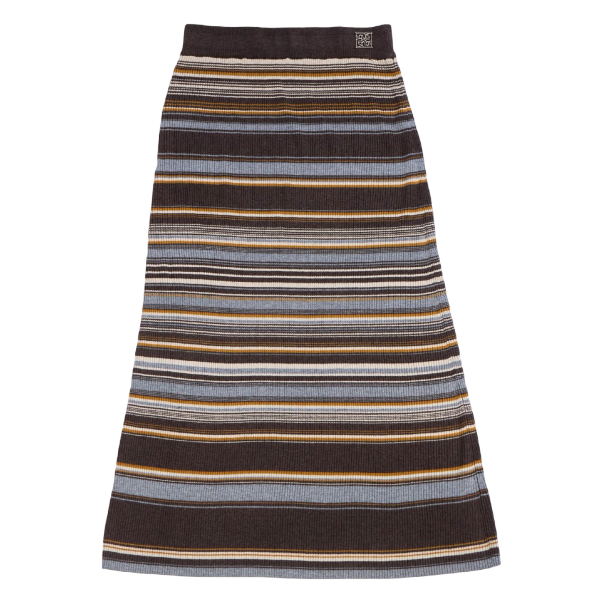 Ribbed Stripe Knit Set (Top & Skirt) – Brown