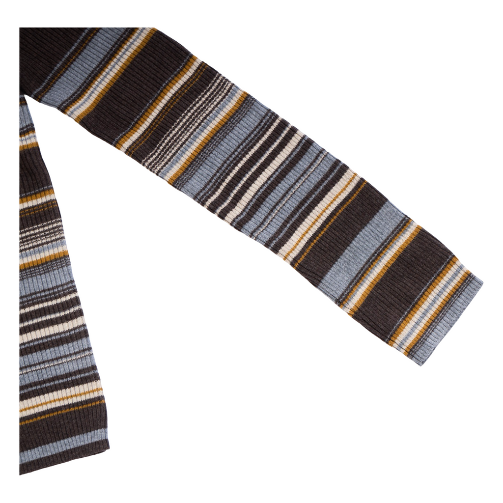 Ribbed Stripe Knit Set (Top & Skirt) – Brown