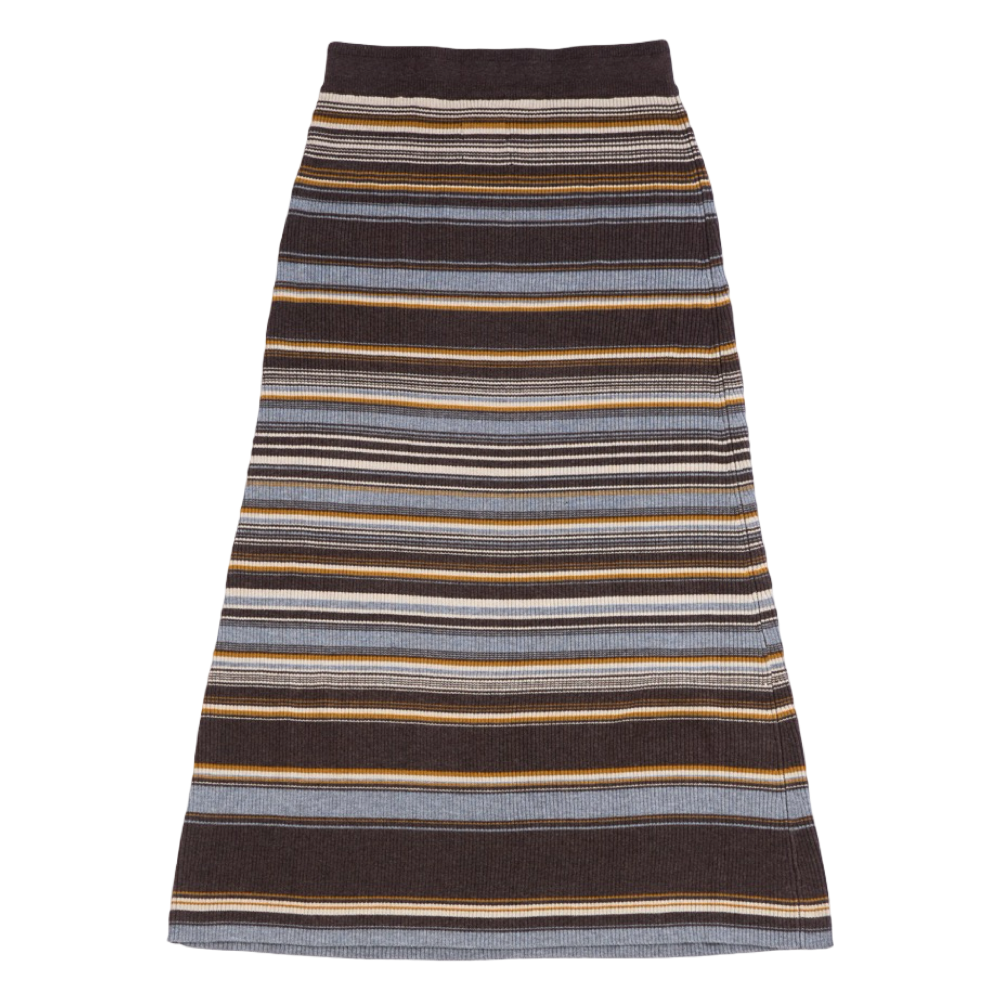 Ribbed Stripe Knit Set (Top & Skirt) – Brown