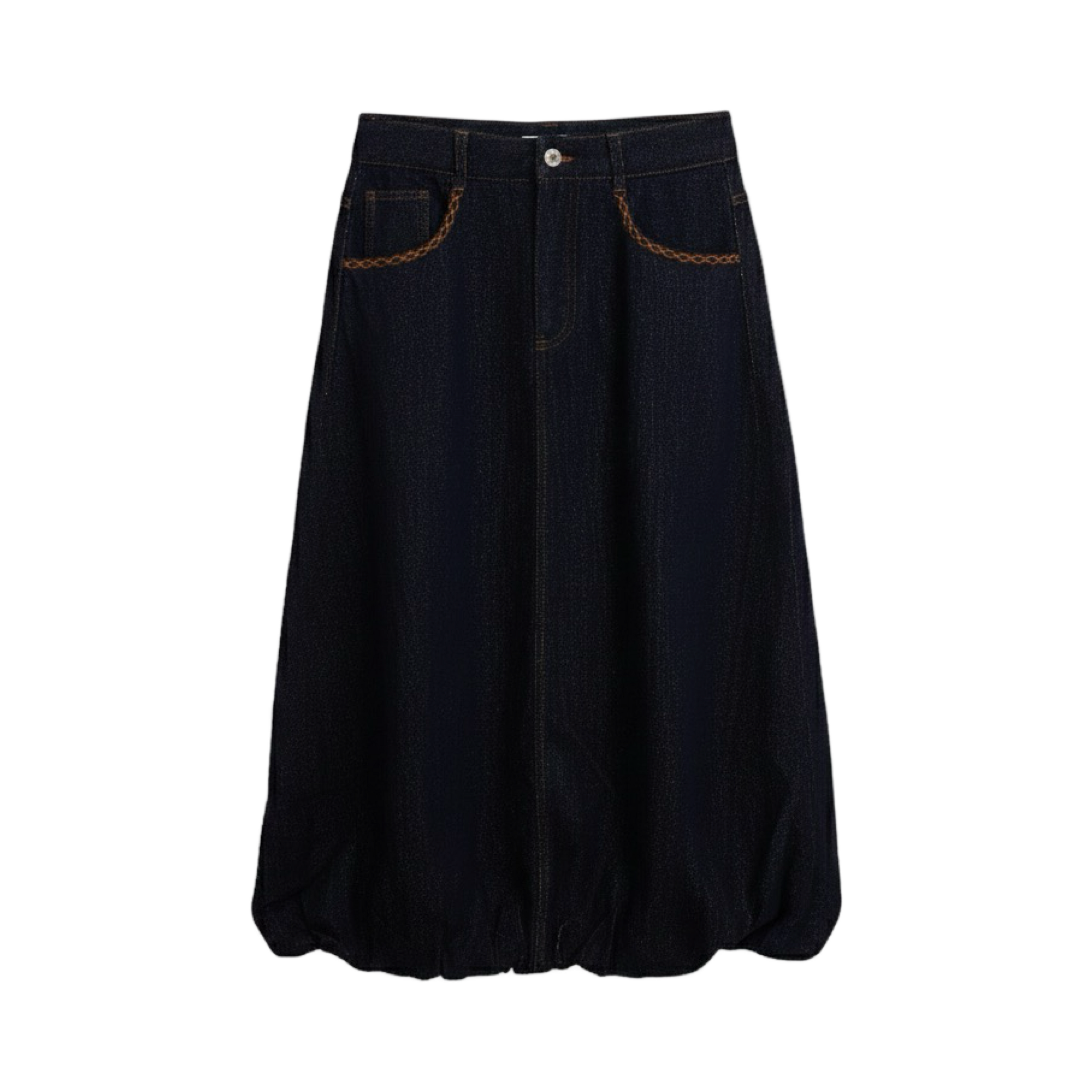 Puff Hem Denim Skirt