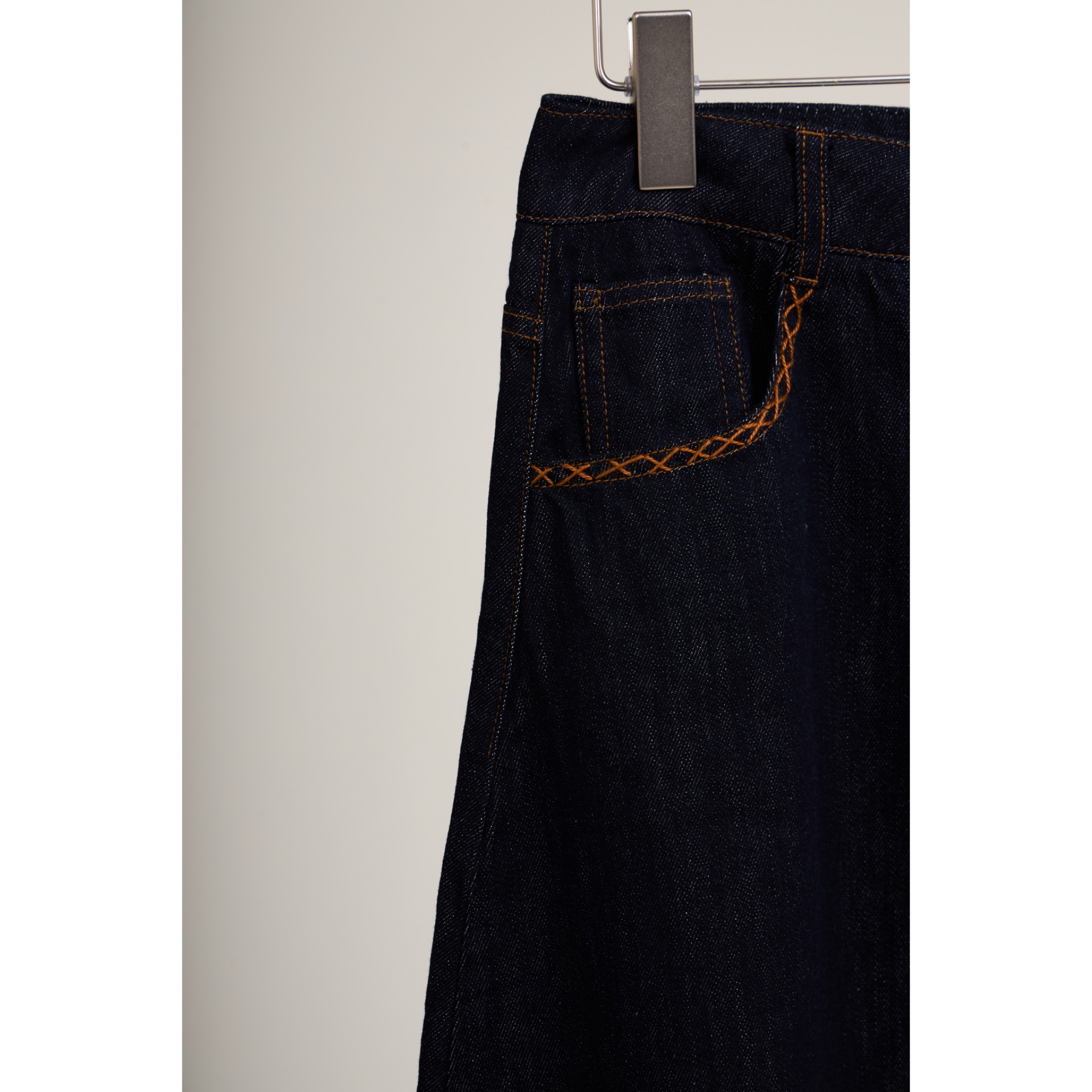 Puff Hem Denim Skirt