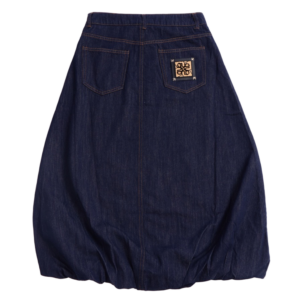 Puff Hem Denim Skirt