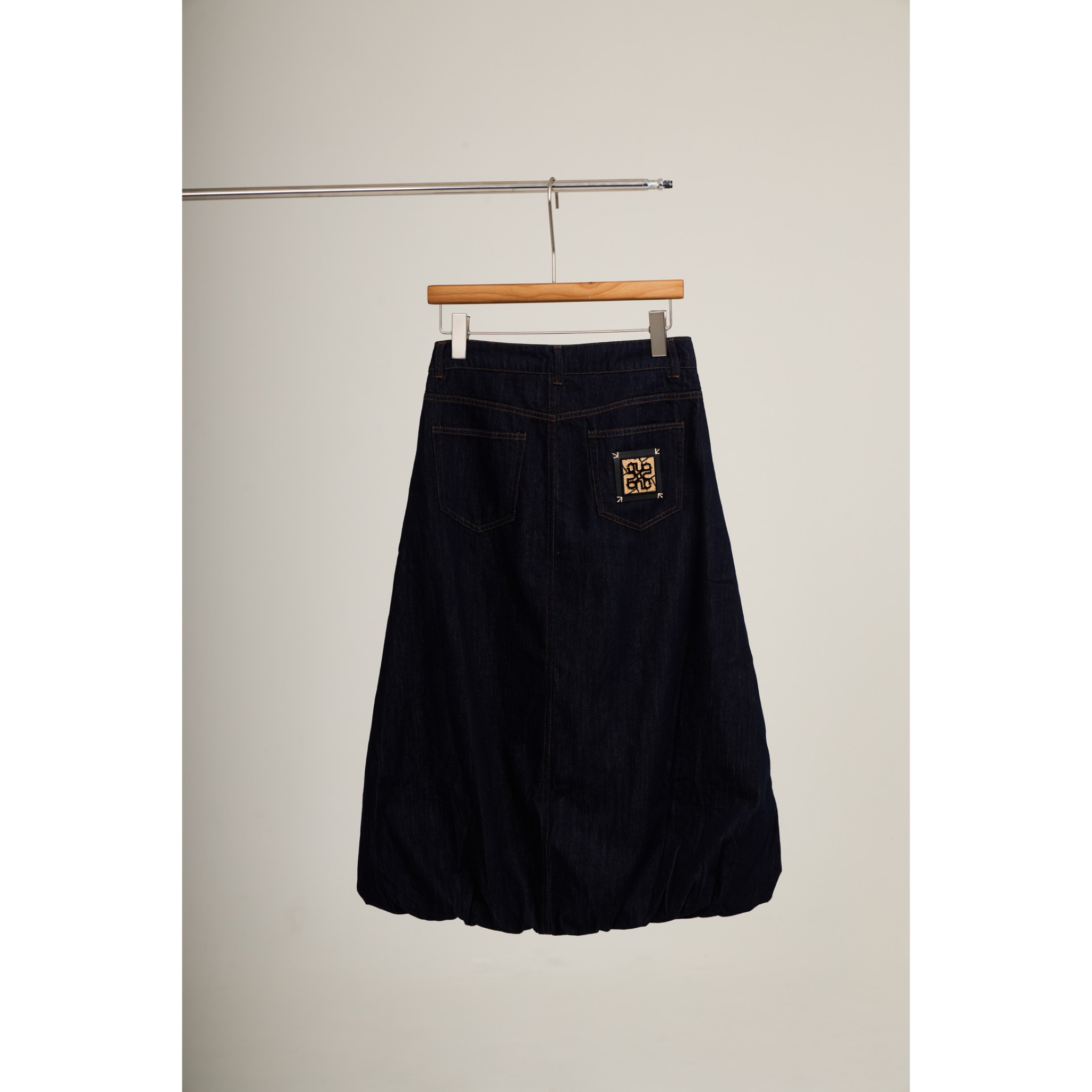 Puff Hem Denim Skirt