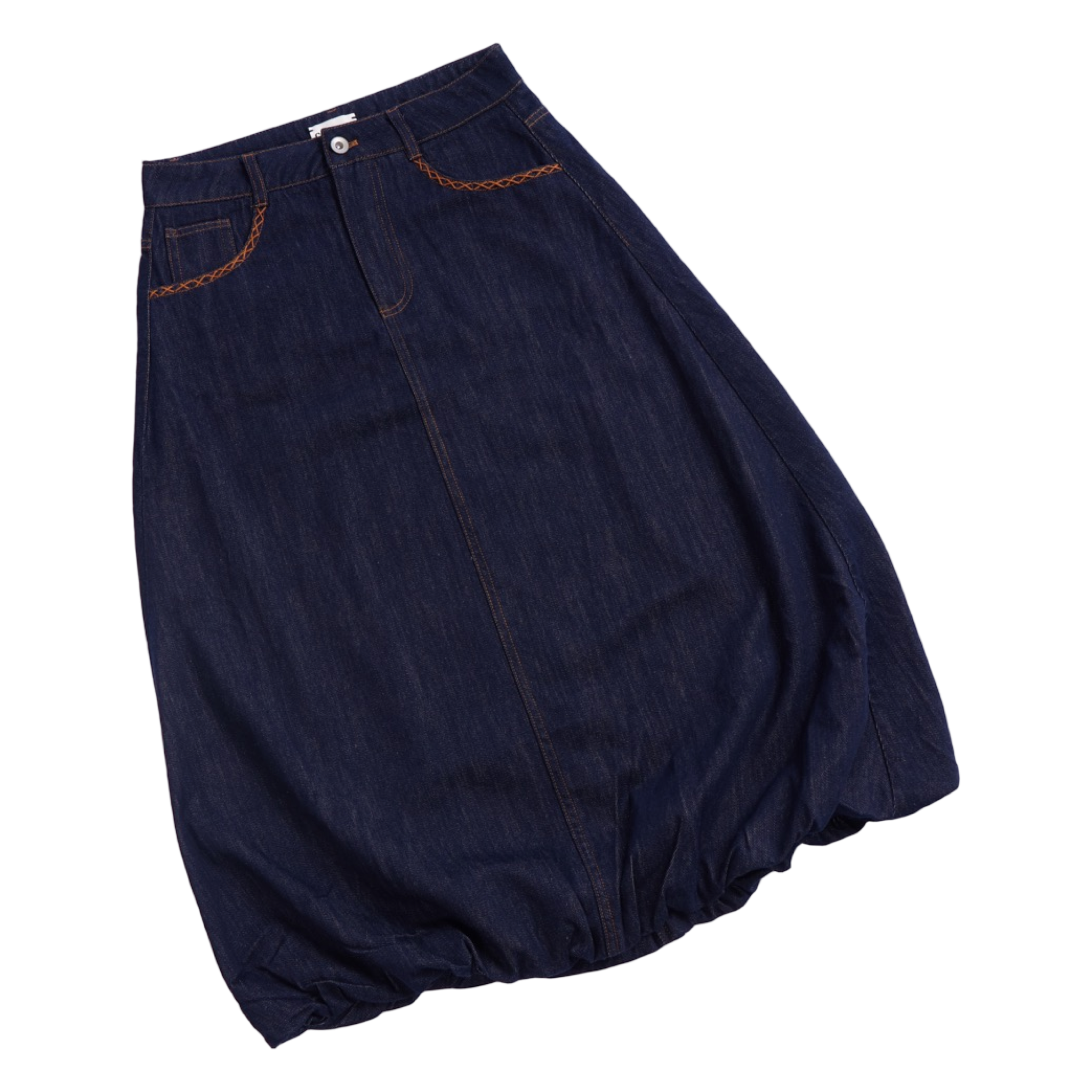 Puff Hem Denim Skirt