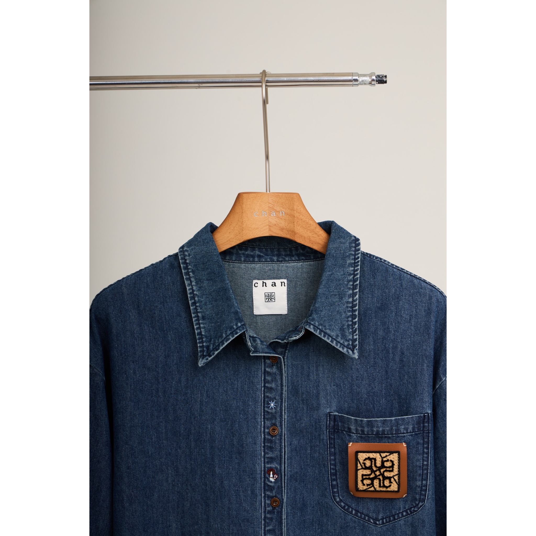 Logo Patch Denim Shirt