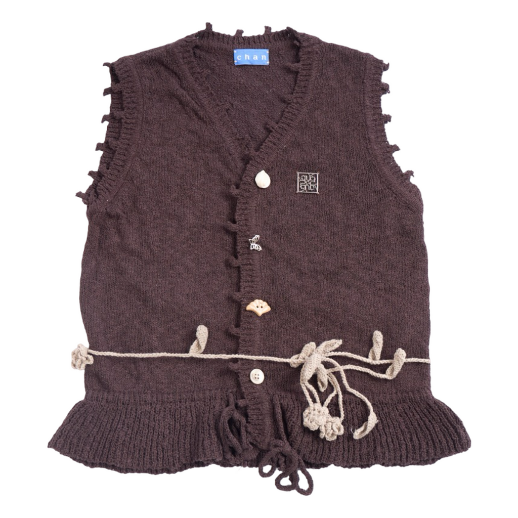 Sleeveless Knit Top – Brown