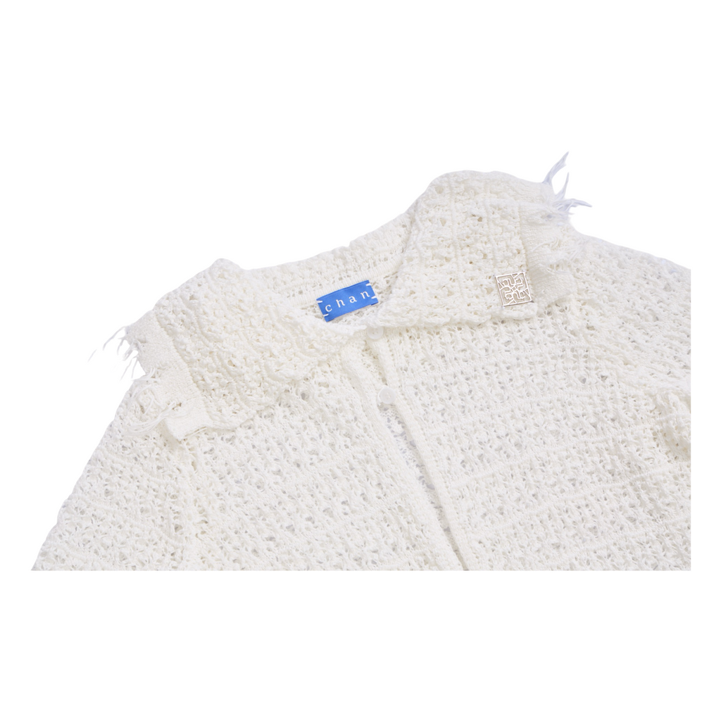 Lace Petal Collar Shirt – White