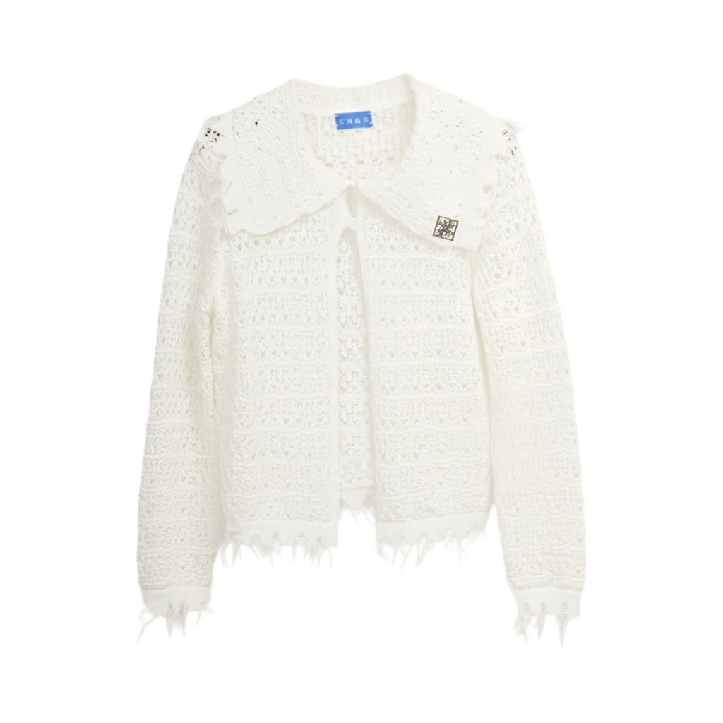 Lace Petal Collar Shirt – White