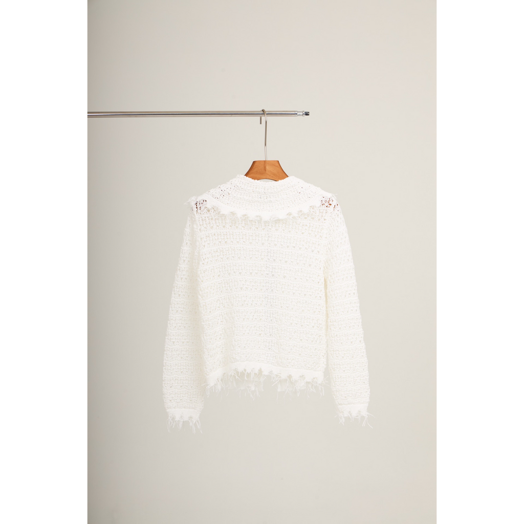 Lace Petal Collar Shirt – White