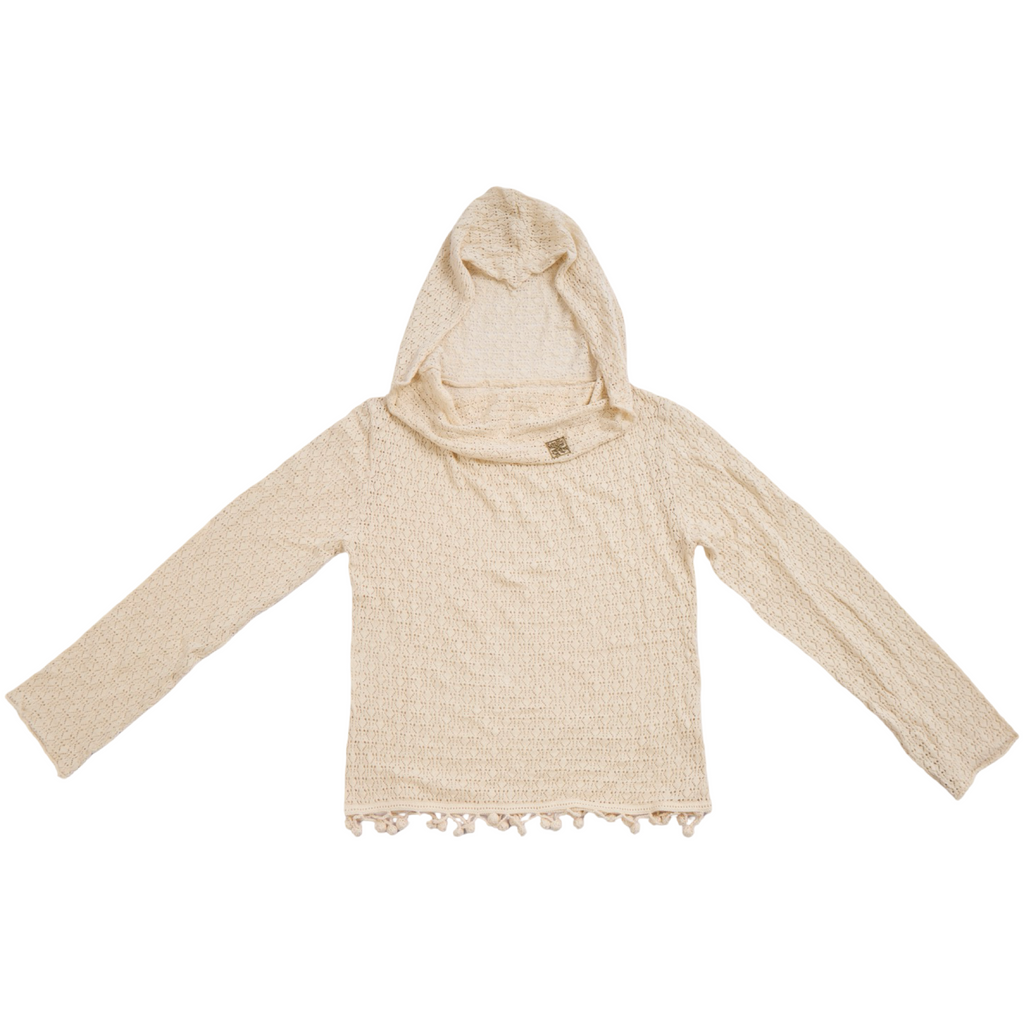 Knit Hoodie Top – Beige