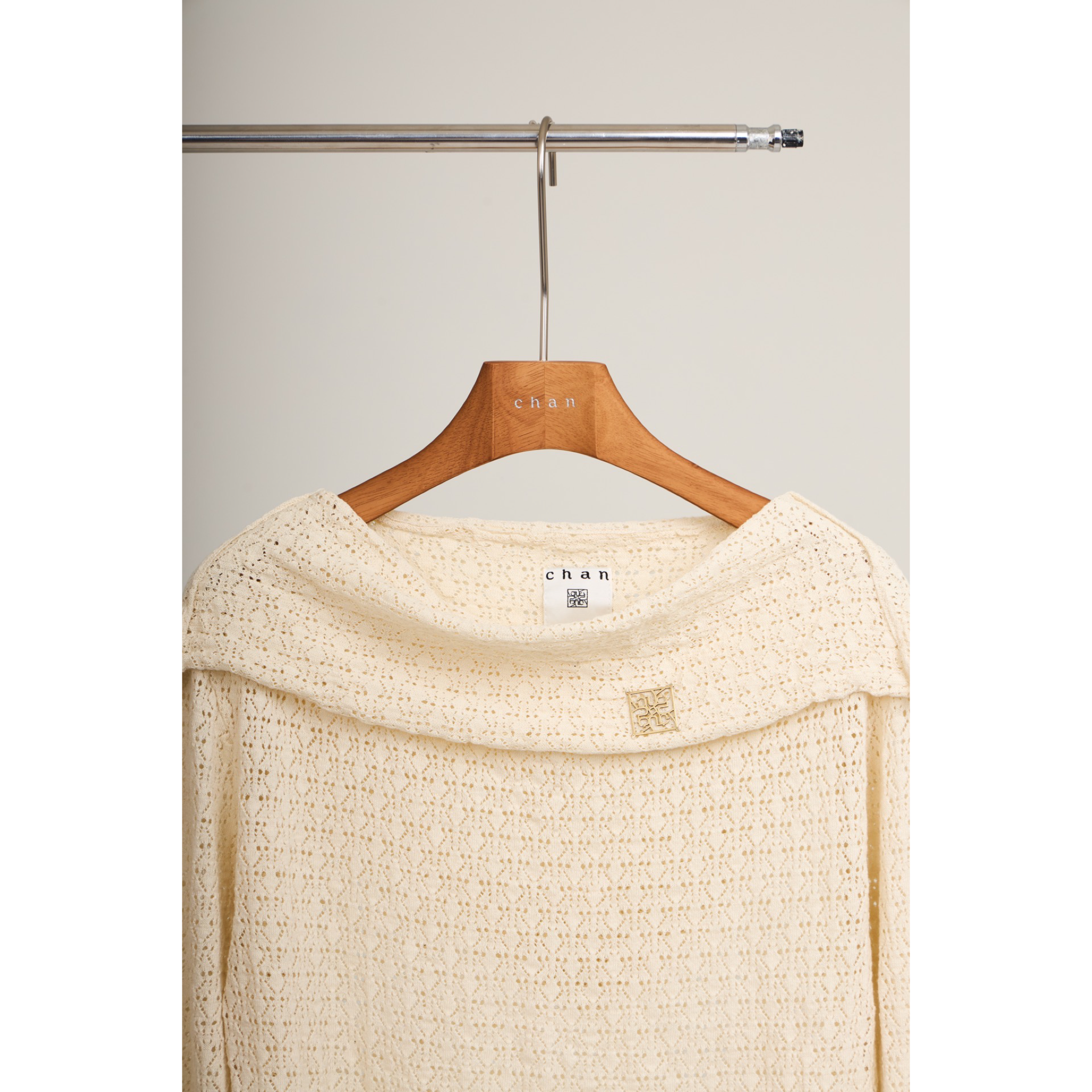 Knit Hoodie Top – Beige