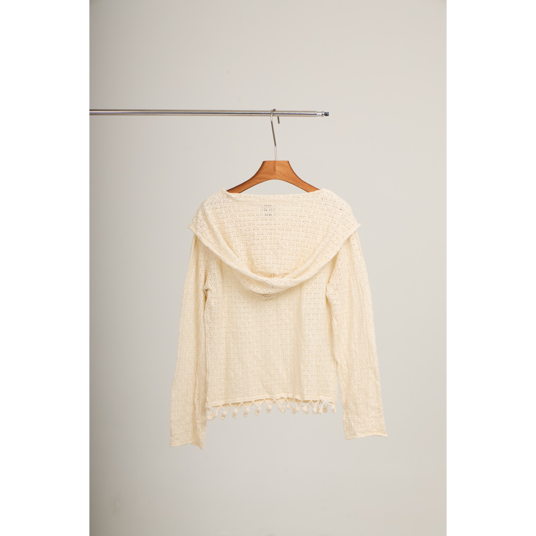 Knit Hoodie Top – Beige