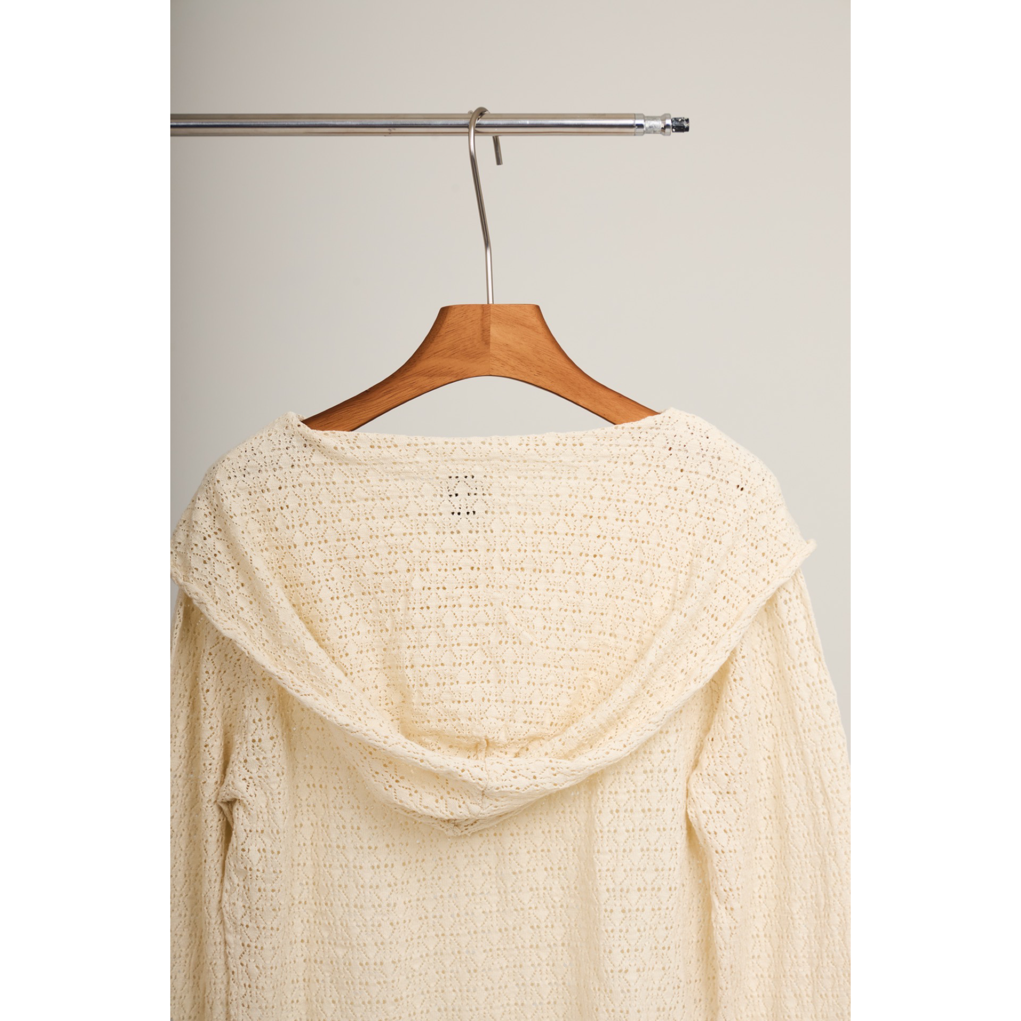 Knit Hoodie Top – Beige