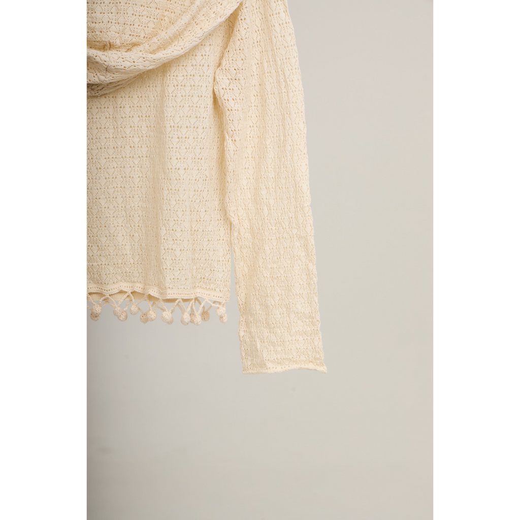 Knit Hoodie Top – Beige