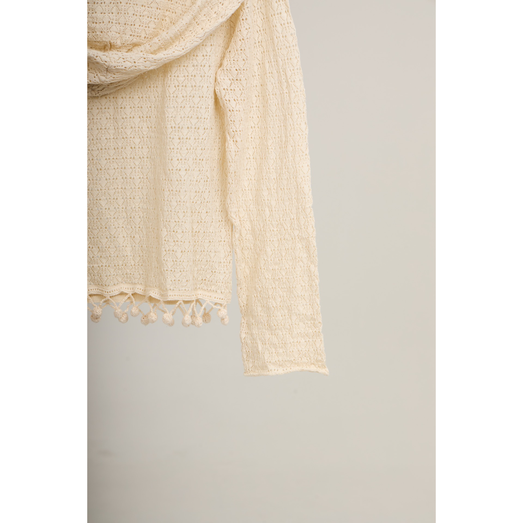 Knit Hoodie Top – Beige