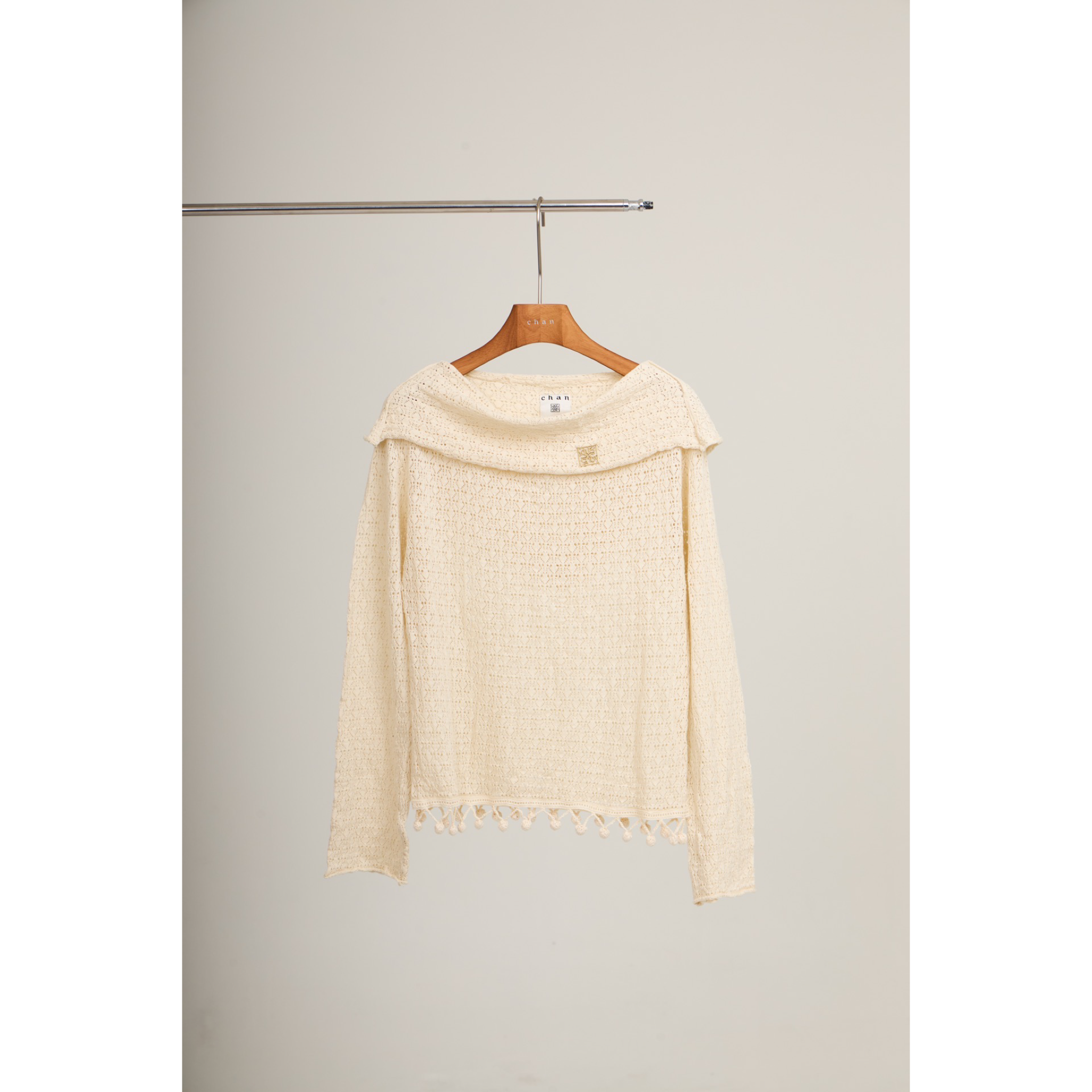 Knit Hoodie Top – Beige