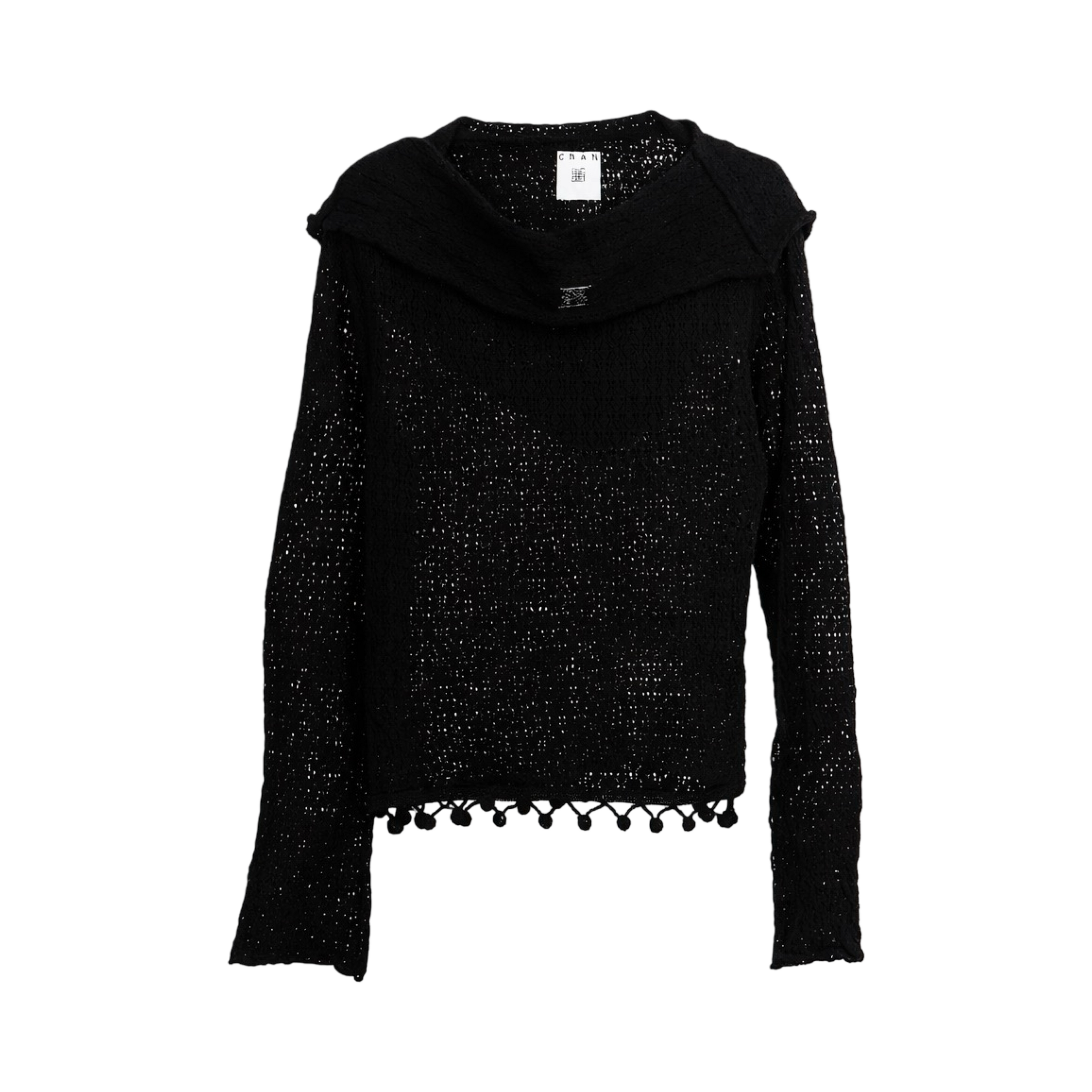 Knit Hoodie Top – Black