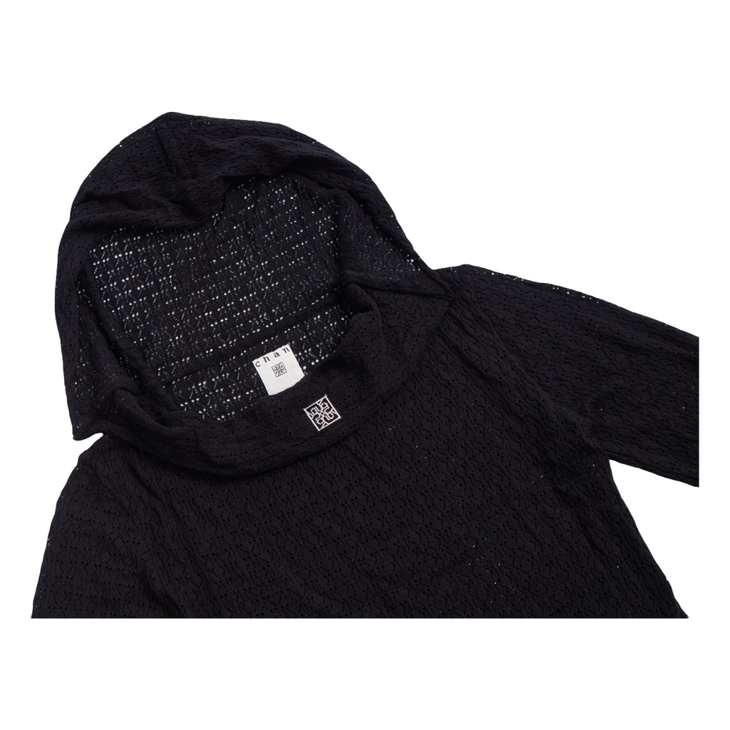 Knit Hoodie Top – Black