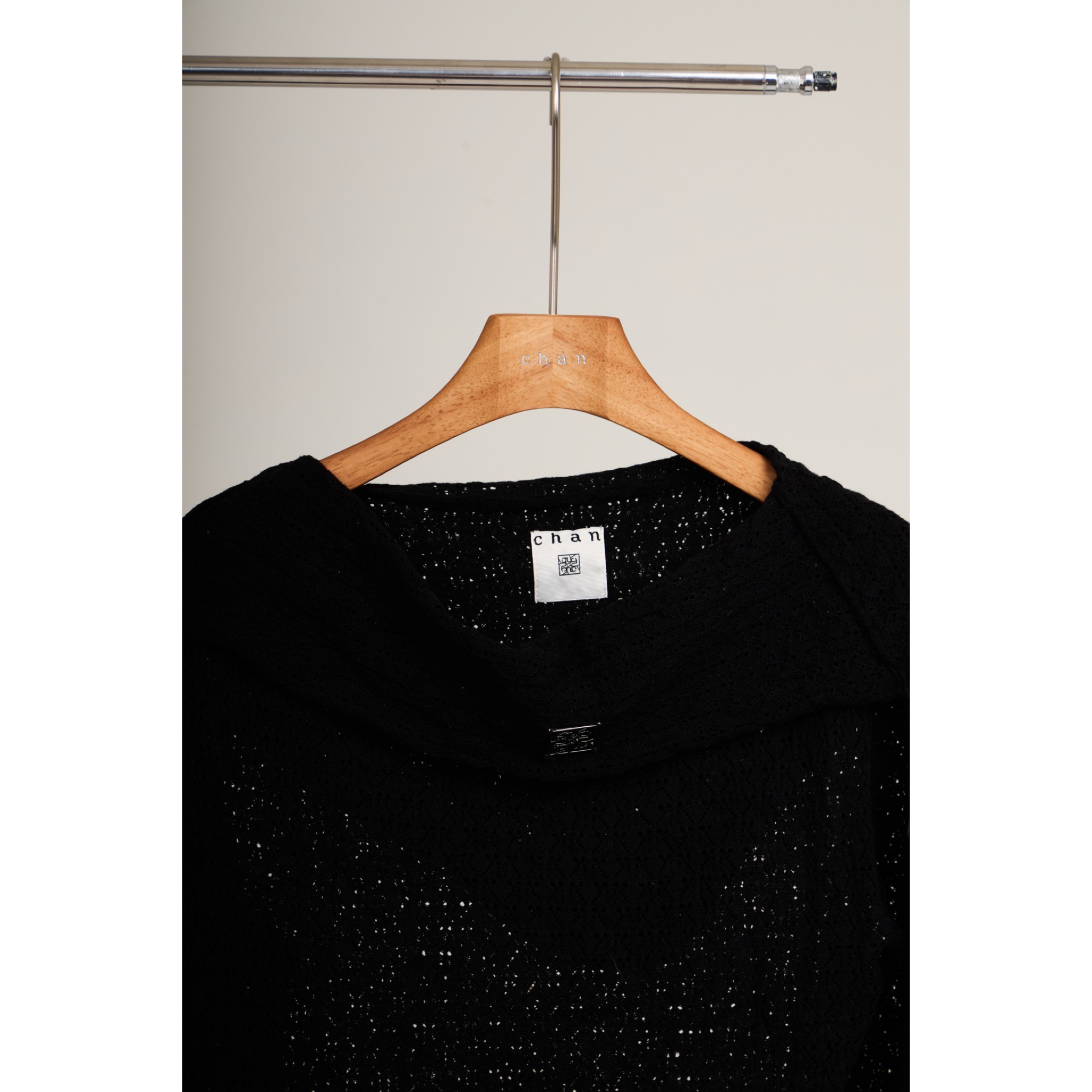 Knit Hoodie Top – Black